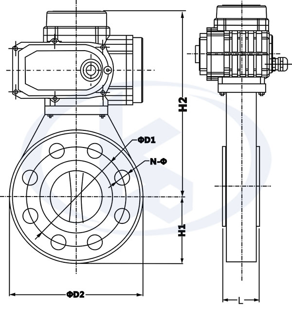 電動塑料蝶閥外形尺寸