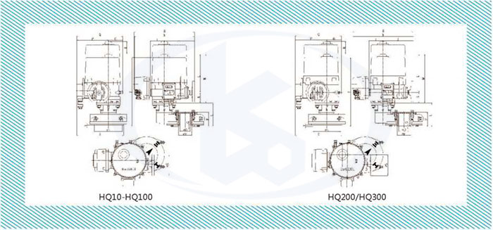 角行程電動執(zhí)行器(不帶閥門)外形尺寸圖
