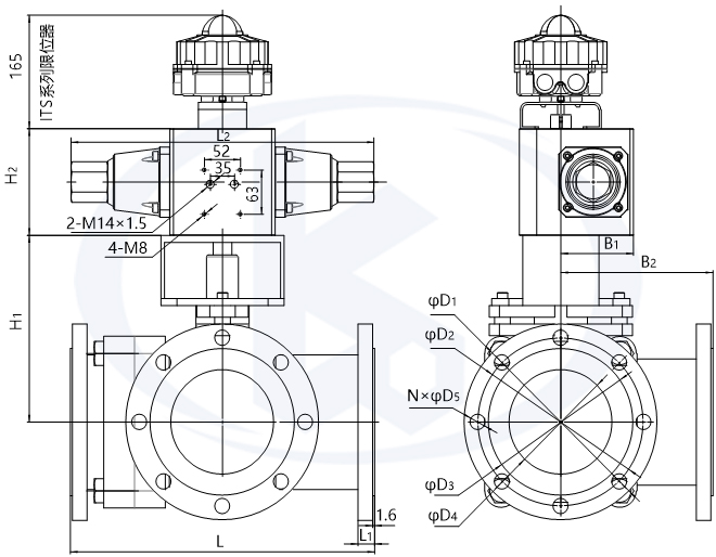 液動三通球閥外形尺寸