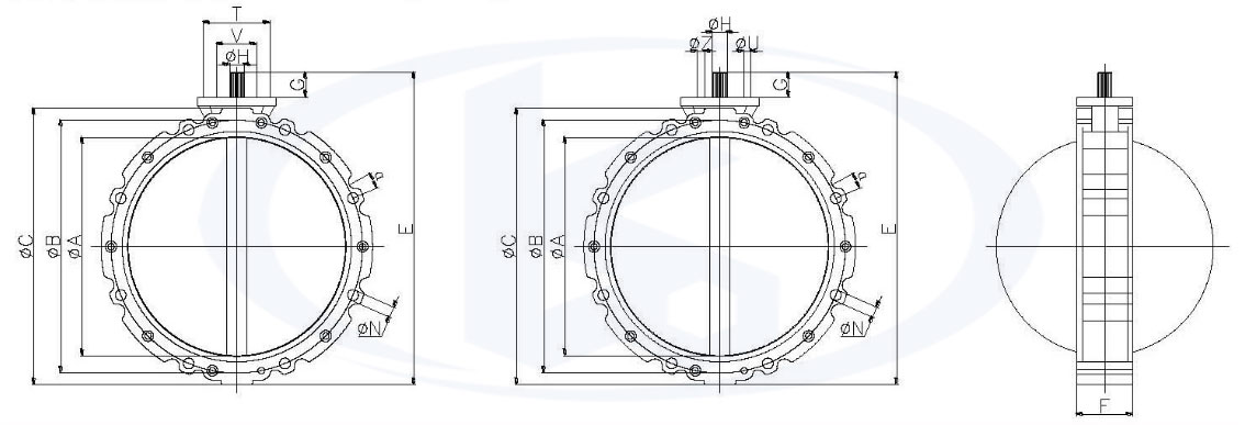 單法蘭氣動粉塵蝶閥外形尺寸